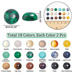 SUPERFINDINGS 36pcs 18 Materals Gemstone Cabochon 8mm Half Round Stone Cabochons Flatback Crystal Quartz Stone for Earring Necklace Jewelry Making - size: 8mm