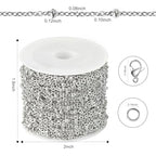 Kyutong Dainty Beaded Chain for Jewelry Making Silver Cable Chain Spool 304 Stainless Steel Chains Link for Women Men Making Jewelry Craft Finding Supplies - color: Cross Bead Silver