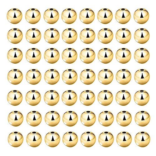 100 pcs Gold Smooth Round Spacer Beads Gold Plated Brass Tarnish Resistant Seamless Loose Connector Beads for DIY Bracelet Jewelry Making (5mm/0.19 inch (Gold)) - color: 5mm/0.19 inch (Gold)