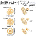 UNICRAFTALE 12pcs 3 Shapes 304 Stainless Steel Stud Earring Findings Mixed Shapes Stud Earring Findings Golden Stainless Steel Color Earrings Metal Ear Studs for DIY Jewelry Making Pin 0.7mm - color: 2 Colors/3 Styles Flower