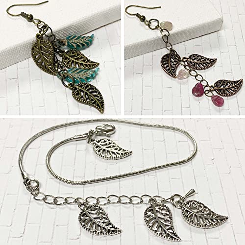 Heather's cf Four Leaf Clover Silver Leaf Beads 100-150 Pcs Leaves Craft Antique Leaf Charms for Crafting Leaf Pendant Charm for Necklace Bracelet Earring Making Fall Leaf Beads Set - color: Silver Filigree Leaf