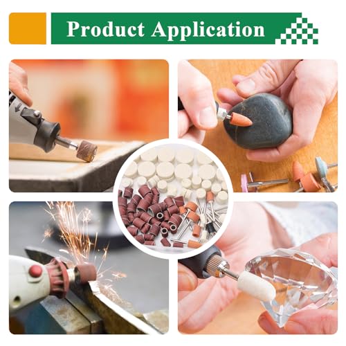 140PCS Polishing Buffing Wheel for Dremel Polishing Kit,Buffing Wheels & Polishing Bits &Sanding Bits for Rotary Tool Accessories with 1/8 Inch Shank, Sanding Kit for Metal, Brass, Wood, Watch,Jewelry