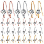 30pcs 3 Colors French Diamonds Earring Hooks Brass Ear Wire Fish Hook Earrings Hypo-allergenic Elegant Dangle Earrings for DIY Jewelry Crafts Making Wedding Prom - color: Silver/Gold/Rose Gold