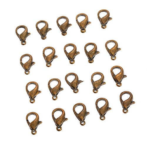 dophee Lobster Claw Clasp for Jewelry Making, 100-Pack Curved Lobster Clasp Clips Small Fastener Hook Connected Buckle Repair Accessories for Jewelry Craft DIY Bracelet Necklace Earrings, Bronze, 16mm - color: Bronze, size: 16mm