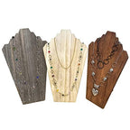 Ikee Design 2 Pcs Lightweight Wooden Necklace Display Bust Easel Jewelry Display for Shows, Necklace Stand, Brown Color, 8.3 W x 4.3 D x 13 H in - color: Brown