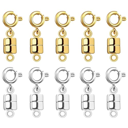 20 Pcs Magnetic Bracelet Necklace Clasps Extenders Adjustable Chain Connectors for Necklaces & Bracelets in Gold & Silver Secure Closures for Jewelry Extensions