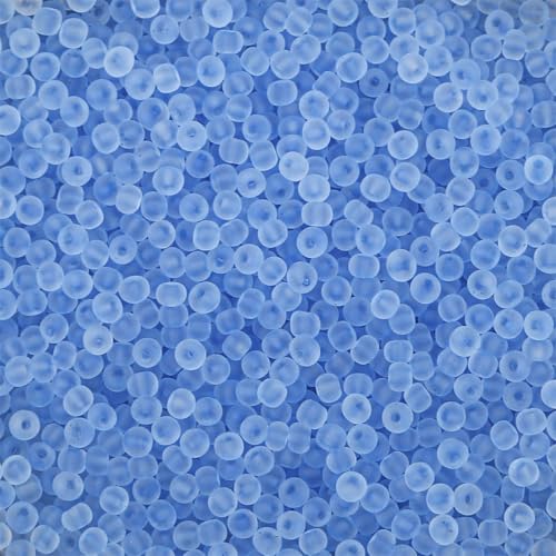 4mm Frosted Glass Seed Beads for Jewelry Making, 1000pcs Tiny Glass Bead Matte Pony Loose Spacer Beads for Beading, Friendship Bracelet, Pendants, Necklaces, DIY Crafting, Blue - color: Blue