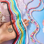 Elecrelive 10 Strands Flower Heishi Beads Kit 6mm Flat Polymer Clay Spacer Beads Colorful Loose Polymer Clay Chips for Bracelet Chocker Necklace Earring DIY Crafts - color: 10 Colors, Flower