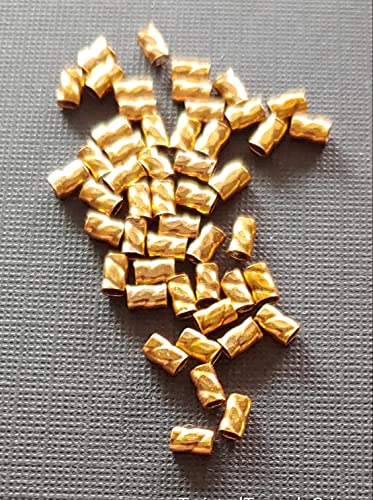 Twisted Tornado Crimp Bead ULTRAPLATE® .024 24 kt Russian Gold UltraPlate 3mm (Pk 25) Made in USA.