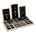 MOOCA Jewelry Display Set, Necklace Display Bust, Earring Organizer, Ring Holder Stand for Showcase and Store, Premium Fabric - color: 8) 1 set. Black Velvet