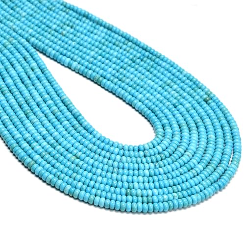ICAI Beads Natural 2x4mm Rondelle Beads, Abacus Disk Stone Spacer Beads – Loose Natural Gemstone Beads for DIY Bracelet, Necklace, Jewelry Making (Blue Turquoise) - color: Blue Turquoise, size: 2x4