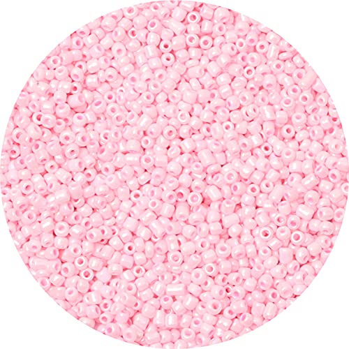 2000pcs 4mm 6/0 Pink Glass Round Craft Beads for DIY Jewelry Making - color: Cream Pink, size: 4mm