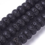 Craftdady 2 Packs Natural Black Lava Stone Beads Rondelle Volcanic Rock Gemstone Loose Beads Energy Healing Chakra Beads for Jewelry Craft Essential Oil Bracelet Necklace, Total 178Pcs - color: Black, 6-6.3x4-4.4mm