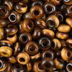 20Pcs Natural Tiger Eye Large Hole Beads, 8x14mm Rondelle Gemstone Spacer Beads 6mm Big Hole for Jewelry Making, Beading Bracelets, Macrame & Hair Braiding - color: Yellow Tiger Eye