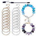 16 Pcs Snake Chain Charm Bracelet Adjustable Bangle Bracelets with Heart Lobster Clasp Extender Adjustable DIY Bracelet Chain for Women DIY Jewelry Making Supplies 7.87" - color: silver gold