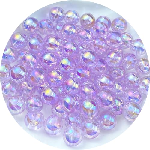 300 PCS 8mm Acrylic Round Beads Clear AB Colors Bubble Spacer Beads Loose Craft Beads for DIY Jewelry Making Bracelet Necklace Earring Ornament Wind Chimes Key Chains(Light Purple AB) - color: 1-Light Purple AB, size: 8mm