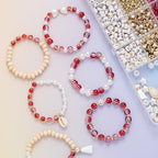 Xylise 6mm/8mm Crackle Glass Beads Bracelet Making Kit Crystal Glass Beads Jewelry Making Kit, Friendship Bracelet kit for DIY Crafts Gifts - color: Two-tone red