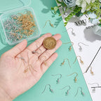 SUNNYCLUE 1 Box 100Pcs Earring Hooks Real 18K Gold Plated Brass Ear Wires Platinum Plated Earring Fish Hooks with Filigree Ball French for Jewelry Making Kit Hypoallergenic Supplies - color: 100pcs 18k Gold & Platinum Plated Earring Hooks With Filigree Ba