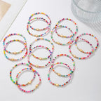 Friendship Bracelets Boho Stackable Bracelets for Women Surfer Heishi Clay Bead Bracelets Stretch Preppy Bracelets Colorful Boho Bracelets for Women - color: 14pc beaded heart