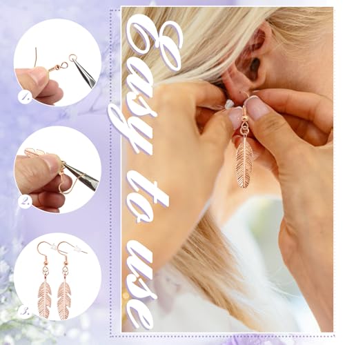 TOAOB 300pcs Earring Hooks Kits Rose Gold French Ear Wires with Ball and Coil 18mm Fish Hook Earring Making Supplies with Jump Rings and Clear Silicone Ear Backs for DIY Jewelry Findings - color: Rose gold
