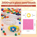 2000pcs Light Pink Glass Seed Beads, Colorful Tiny 4mm Beads for Jewelry Making, Beading Supplies. - color: Light Pink