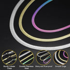 HARFINGTON Herringbone Necklaces Stainless Steel Snake Chain Necklace Adjustable Flat Chain for Women Jewelry Gift - color: Gold, size: 20" x 0.12"