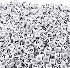 Augshy Alphabet Beads, 1000PCS White Letter & Number Cube Beads for Jewelry Making DIY Necklace & Bracelet (6mm)
