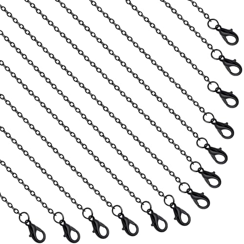 Lemonkey 24 Pack Necklace Chains Bulk,Black Plated DIY Cable Link Chains for Jewelry Making 24 Inches - color: Black, size: 24inch