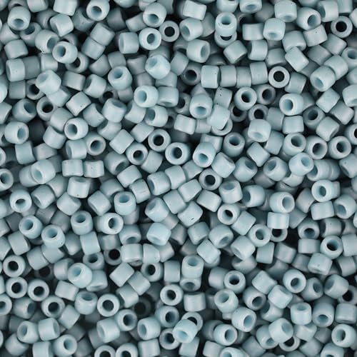 Miyuki Delica Seed Beads – Size 11/0 (1.6 mm), DB0792, Dyed Matte Gray Blue, 7.2 g, Approx. 1440 Beads, Made in Japan - color: DB0792 - Dyed Matte Gray Blue