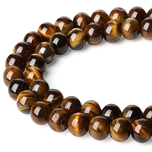 LAIDANLA Tiger Eye 6mm Natural Stone Beads Round Loose Gemstone Stone Beads for DIY Bracelet Necklace Earrings Jewelry Making Polishing Genuine Real Beading 96PCS 2 Strand 32" - color: G-Yellow Tiger Eye, size: 6mm