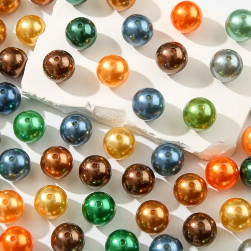 100pcs Color Pearl Beads Chunk Bubblegum Bead 20mm Acrylic Pen Ball Beads for Pen Bag Jewelry Making Necklace Bracelet(Brown&Gray) - color: brown&gray