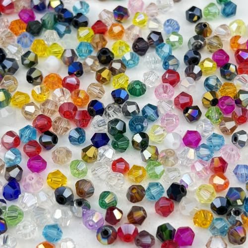 500pcs 4mm Bicone Crystal Glass Beads Mix Colors - color: Mix Colors, size: 4mm
