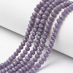 10 Strands Briolette Crystal Glass Beads 4x3mm Faceted Rondelle Opaque Glass Tiny Loose Beads 1300pcs for Bracelets Jewelry Making - color: Medium Purple, size: 4x3mm