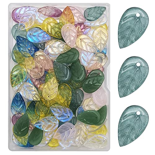 INSPIRELLE 100pcs Leaf Crystal Glass Spacer Beads for Jewelry Bracelet Necklace Making, 11 * 18mm - color: Leaves