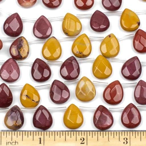 Cherry Blossom Beads Mookaite 12x15mm Faceted Top-drilled Teardrop - 12 pcs/ 8 Inch Strand - color: Mookaite