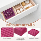 uxcell Stackable Jewelry Storage Tray, Jewelry Tray Drawer Organizer, Small Display Box for Earrings, Necklaces, Rings and Bracelets, Rose Red - color: Rose Red