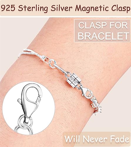 Dailyacc 925 Silver Lobster Magnetic Necklace Clasps and Closures Safety Sterling Silver with 14K Gold Jewelry Converters for Bracelets Chain Extender - color: 2pcs 1S + 1Gold