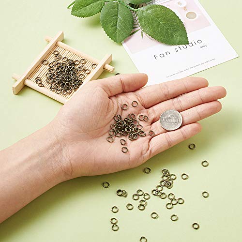 KISSITTY 50g Antique Bronze Plated Brass Open Jump Rings 6x1mm Round Chainmail Jewelry Making Connectors (About 450pcs) - color: Antique Bronze#4mm Inner Diameter