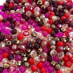 390pcs Glass Beads for Bracelets Making, 8mm Red Series Faceted Crystal Loose Bulk Beads for Earring Necklace Jewelry Crafts DIY Suncatchers - color: Red