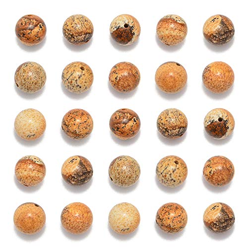 NCB 200pcs 4mm Yellow Picture Jasper Loose Beads for Jewelry Making Natural Semi Precious Beads Round Smooth Gemstones Spacer Beads Charms for Necklaces Bracelets (Yellow Picture Jasper, 4mm 200Beads) - color: Yellow Picture Jasper, size: 4mm 200Beads