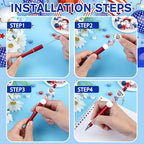 Vellibring 12 Set Independence Day Beadable Pens, 4th of July Patriotic Bead Pens with Assorted Wooden Beads Pendants for DIY Present Students Teens School Office Supplies