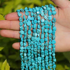 Simulated Turquoise 6-8mm Oval Irregular Freeform Tumbled Loose Gemstone Beads for Jewelry Making 15 Inch Strand 50-55 Pcs - color: Turquoise-1 strand15”-approx. 55 beads