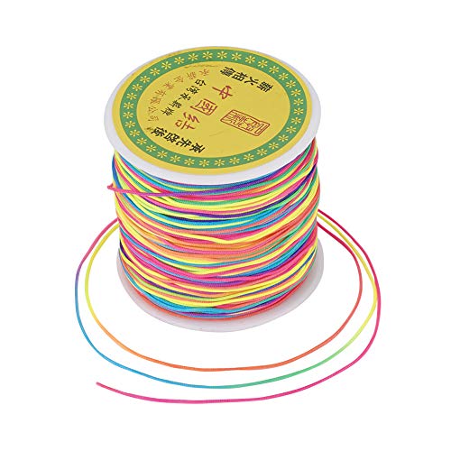 100 Yards 0.8mm Braided Nylon Crafting Thread Chinese Knotting Beading String Macrame Cord Rope for Necklace Bracelet Jewelry Craft Making, Colorful - color: Colorful, size: 0.8mm
