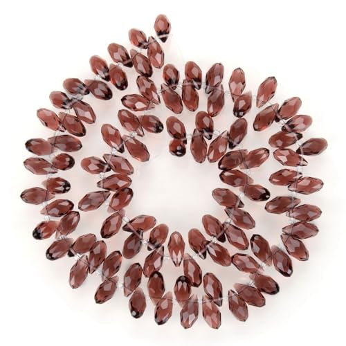 200pcs Czech 12mm Faceted Teardrop Briolette Crystal Glass Loose Beads Pendant Drop Spacer Bulk Burgundy Red for DIY Jewelry Making CCT2-11 - color: Burgundy Red, size: 12x6mm - 200pcs