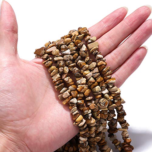 BEADIA Irregular Natural Brown Picture Jasper Stone Loose Semi Gemstone Beads for Jewelry Making 5-8mm 80cm - color: Brown Picture Jasper, size: 5-8mm 80cm