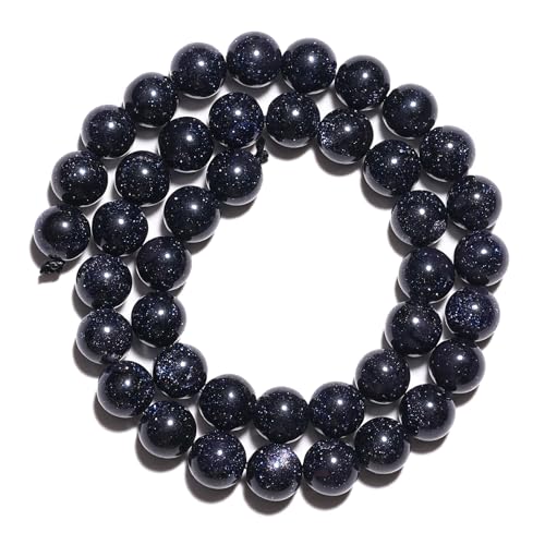 10mm Natural Blue Sandstone Gemstone Beads Polished Round Smooth Stone Beads for Bracelets Jewelry Making 15inch Loose Beads - color: Blue Sandstone, size: 10mm