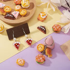 Cheriswelry Cup Cake Resin Pendants Lovely Food Sweet Dessert Dangle Charms Links Hanging Ornament with Metal Loop Fruit Pendants for Key Chains Bracelet Necklace Jewelry Making - color: Mixed Color-Bread&Cake