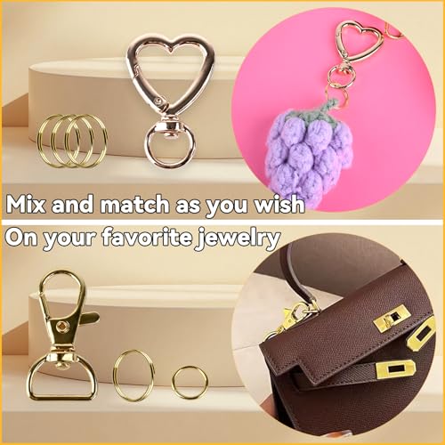 Prdingfy 579PCS Keychain Making Kit, Key Chain Supplies Including Keychain Clip, Key Rings, Lobster Claw Clasps, Jump Rings, Extender Chain,Pliers for Key Chain Making and Jewelry Making(Gold) - color: Gold