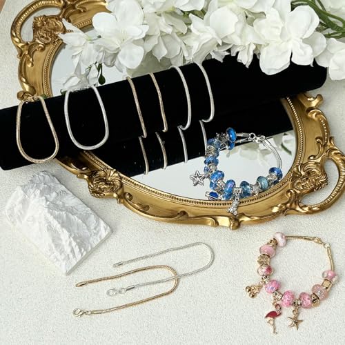 Exway 10 Pcs Snake Charm Bracelet Chain 7.0 Inch Gold and Silver Charm Bracelet Kit Snake Chain Bracelets Chain for Christmas DIY Women Jewelry Making Gifts - color: gold+silver, size: 7.0in