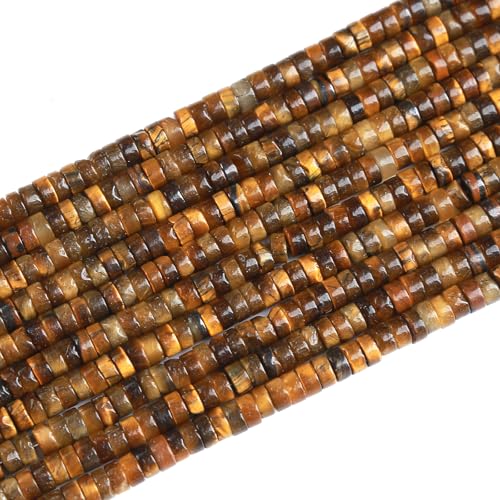 150pcs 2x4mm Natural Yellow Tiger Eye Stone Tube Shape Beads Loose Flat Round Cylinder Flat Spacer Stone Beads for Bracelet Earrings Jewelry Making - color: Yellow Tiger Eye Stone, size: 2x4mm Tube shape
